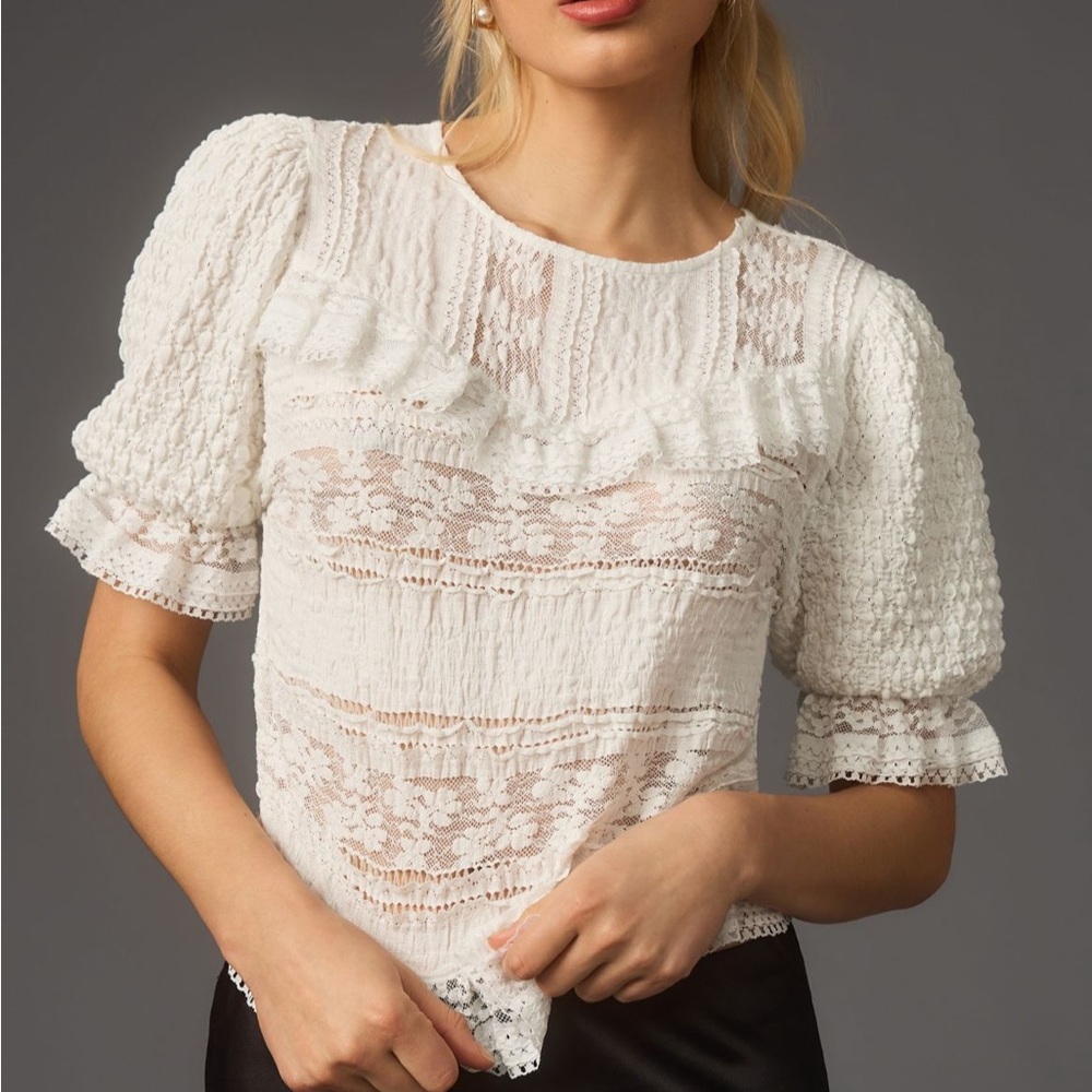 Anthropologie White Lace Women's Top